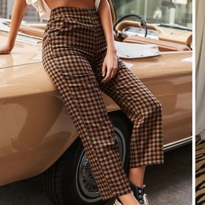 12th Tribe BISHOP TAN CHECKERED CROPPED TROUSERS size L New w Tags